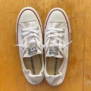 Converse Chuck Taylor White Canvas Sneakers with Red Accents